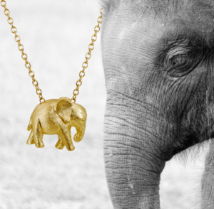 wildAid endangered species line 18k handcrafted baby elephant pendant in 18k gold