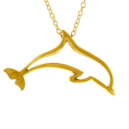 gold dolphin pendant hand-crafted by Frank Alexander Jewell