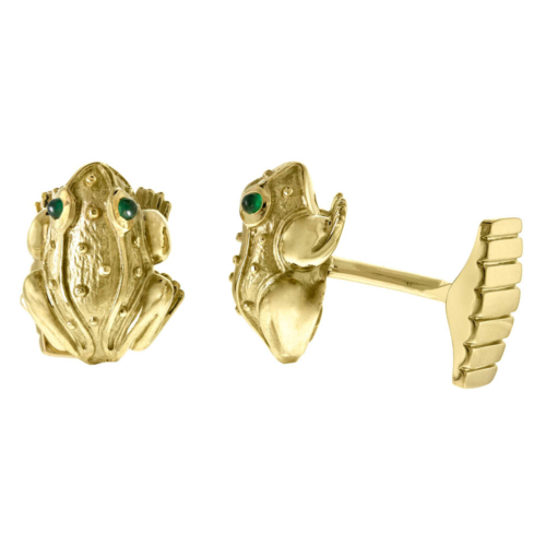 Gold frog cufflinks crafted by Frank Alexander Jewell