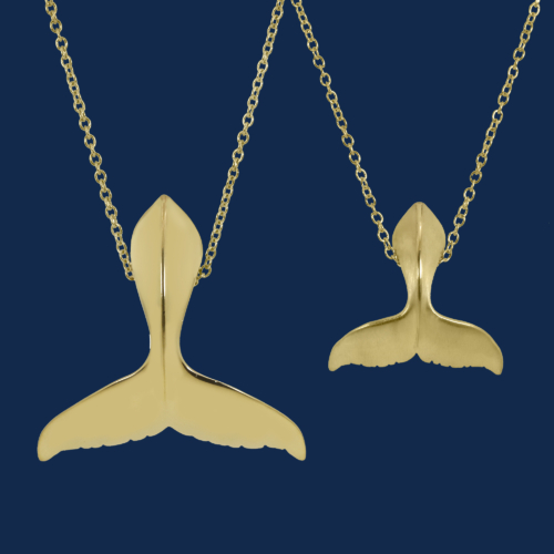 be-jewelled for wild aid handcrafted humpback whale tail pendants handcrafted in 18k yellow gold alexander jewell