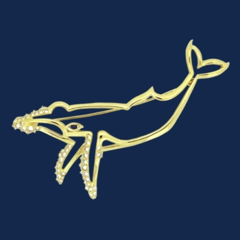 be-jewelled for wildaid by alexander jewell 18k gold humpback whale brooch with diamonds