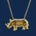 be-jewelled for wild aid alexander jewell handcrafted rhino pendant in 18k gold