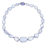 blue moonstone necklace with sapphire and diamond rondelles completed by a diamond and sapphire handmade clasp Alexander jewell