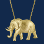 18k gold handcrafted elephant pendant for wildaid endangered species line of fine jewelry by alexander jewell