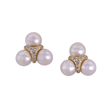 akoya pearl earrings with diamonds in 18k gold alexander jewell