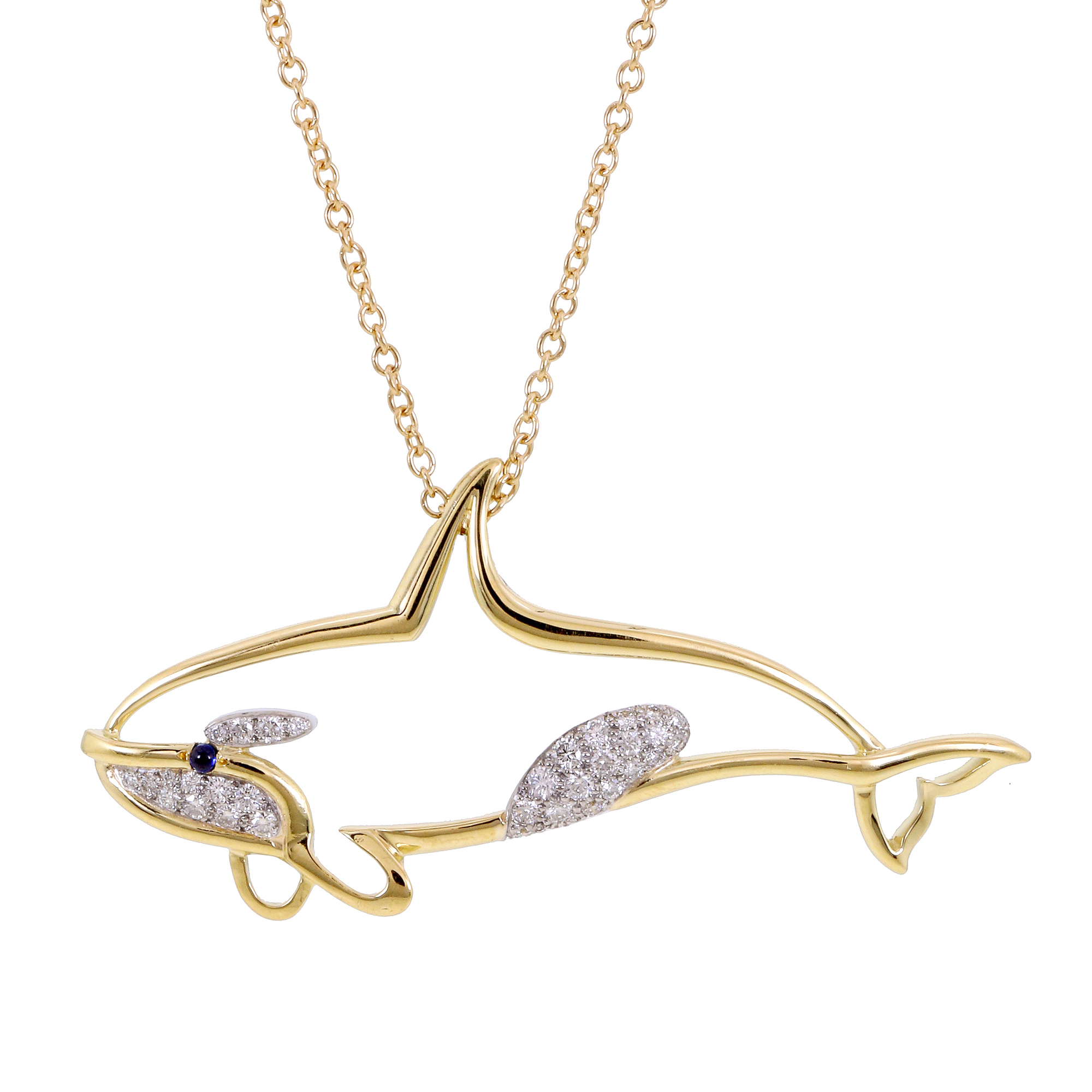 handcrafted 18k gold orca pendant nature